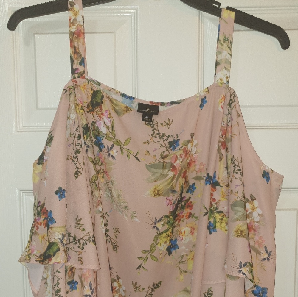 Floral cold shoulder blouse